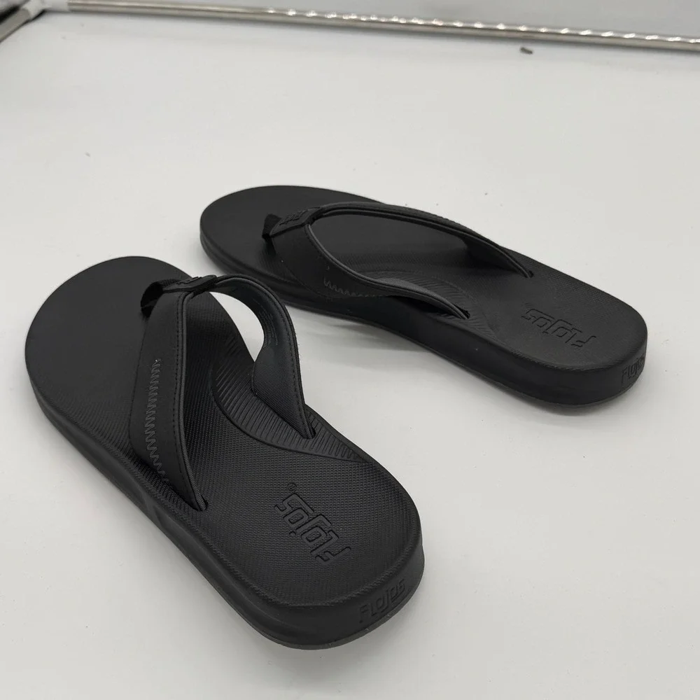 Flojos Mens Fiesta 2.0 Flip Flops Black Casual Thong Sandals Size 10 3042